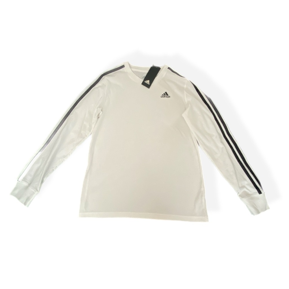 Adidas Boys White Long Sleeve Performance Shirt Size L (14/16) NWT